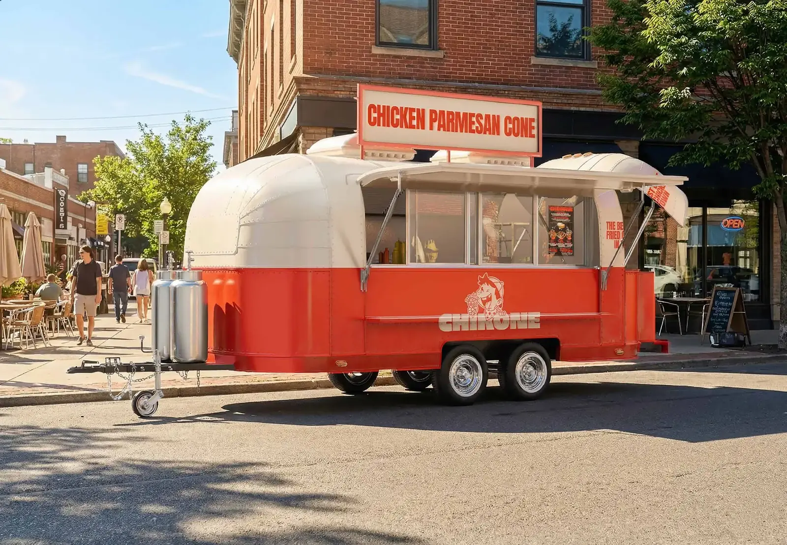 Der Chikone-Truck aufgebaut in einer Innenstadt